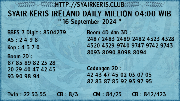 Prediksi Ireland Daily Million 04:00 WIB