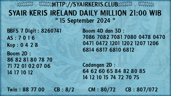 Prediksi Ireland Daily Million 21:00 WIB