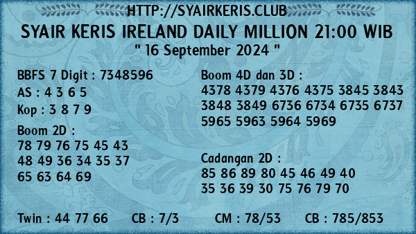 Prediksi Ireland Daily Million 21:00 WIB