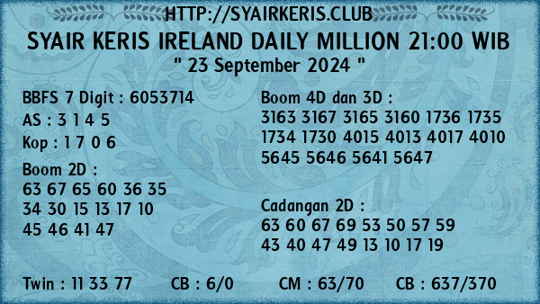 Prediksi Ireland Daily Million 21:00 WIB