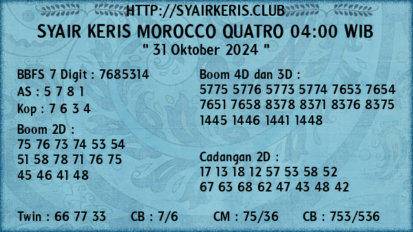 Prediksi Morocco Quatro 04:00 WIB