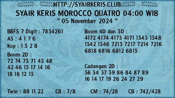 Prediksi Morocco Quatro 04:00 WIB