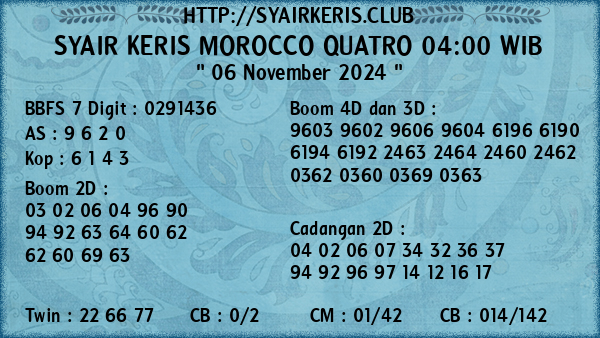 Prediksi Morocco Quatro 04:00 WIB