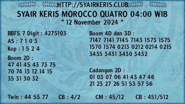 Prediksi Morocco Quatro 04:00 WIB