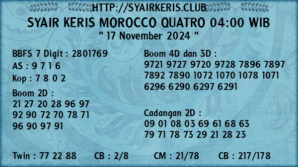 Prediksi Morocco Quatro 04:00 WIB