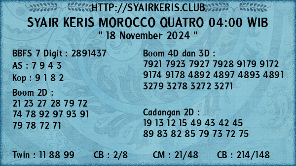 Prediksi Morocco Quatro 04:00 WIB