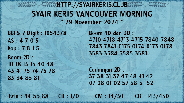 Prediksi Vancouver Morning