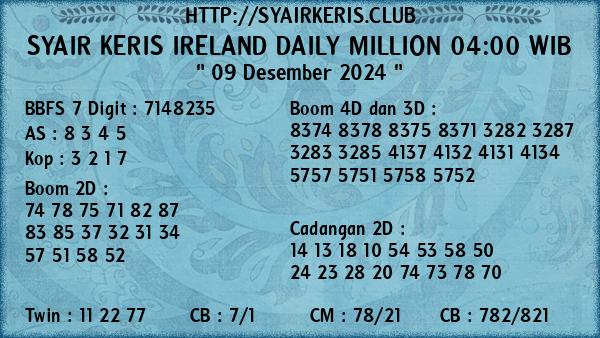 Prediksi Ireland Daily Million 04:00 WIB