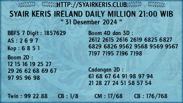 Prediksi Ireland Daily Million 21:00 WIB