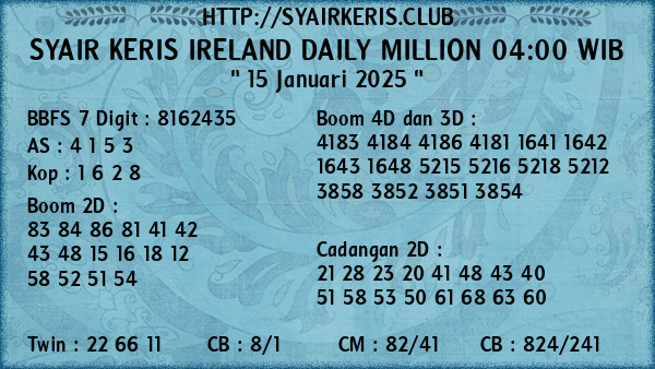 Prediksi Ireland Daily Million 04:00 WIB