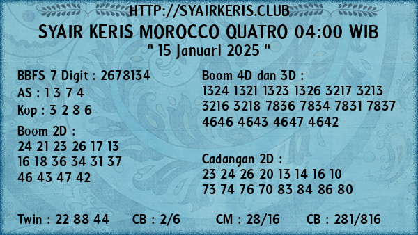 Prediksi Morocco Quatro 04:00 WIB