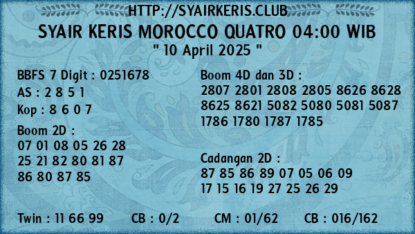 Prediksi Morocco Quatro 04:00 WIB