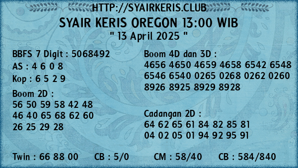 Prediksi Oregon 13:00 WIB