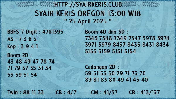 Prediksi Oregon 13:00 WIB