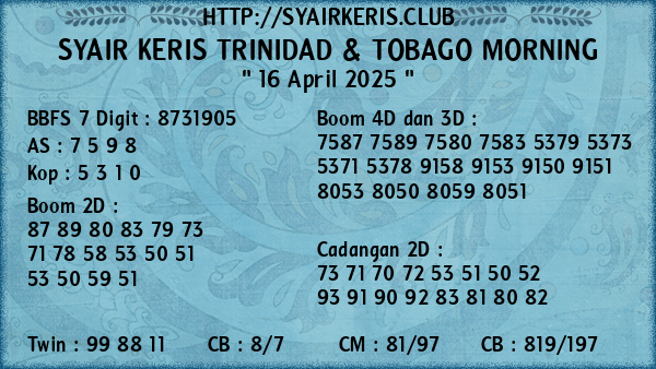 Prediksi Trinidad & Tobago Morning