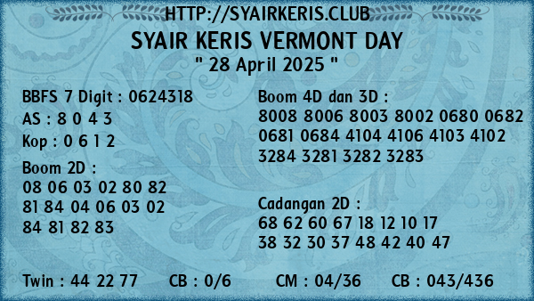 Prediksi Vermont Day