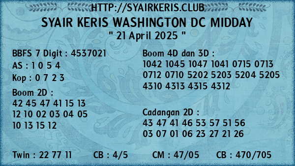 Prediksi Washington Dc Midday