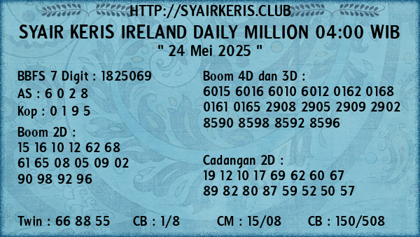 Prediksi Ireland Daily Million 04:00 WIB