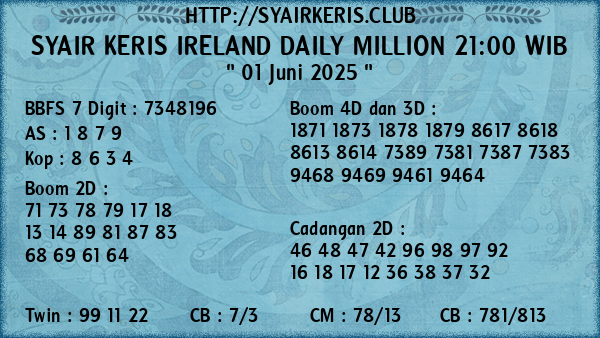 Prediksi Ireland Daily Million 21:00 WIB