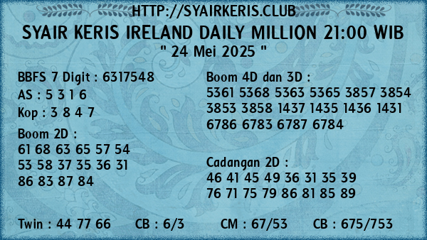 Prediksi Ireland Daily Million 21:00 WIB