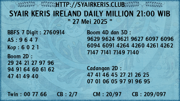 Prediksi Ireland Daily Million 21:00 WIB