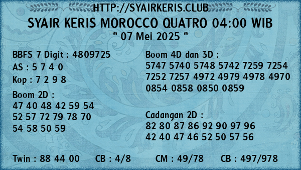 Prediksi Morocco Quatro 04:00 WIB