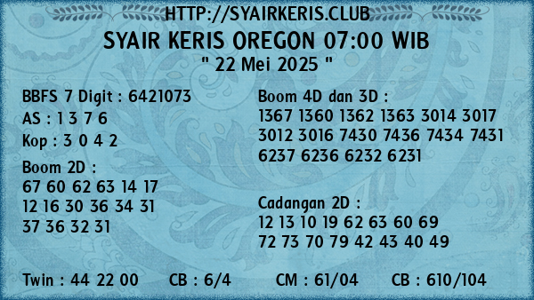Prediksi Oregon 07:00 WIB