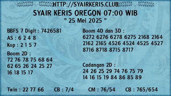 Prediksi Oregon 07:00 WIB