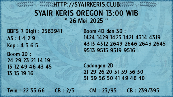 Prediksi Oregon 13:00 WIB