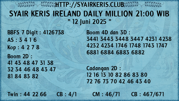 Prediksi Ireland Daily Million 21:00 WIB