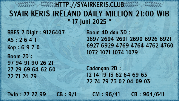 Prediksi Ireland Daily Million 21:00 WIB
