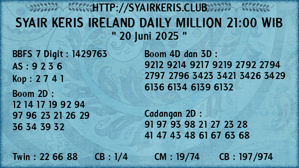 Prediksi Ireland Daily Million 21:00 WIB
