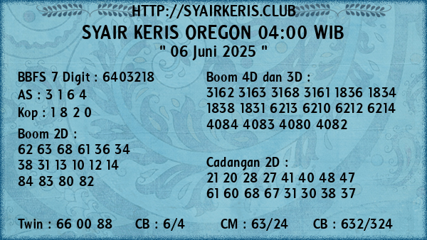 Prediksi Oregon 04:00 WIB