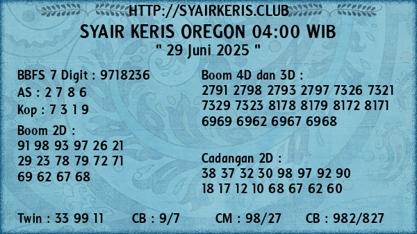 Prediksi Oregon 04:00 WIB