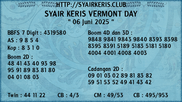 Prediksi Vermont Day