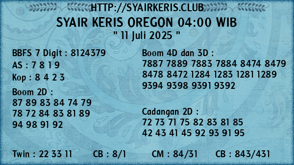 Prediksi Oregon 04:00 WIB