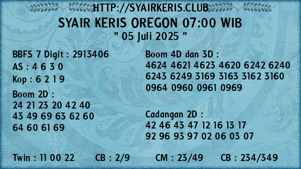 Prediksi Oregon 07:00 WIB