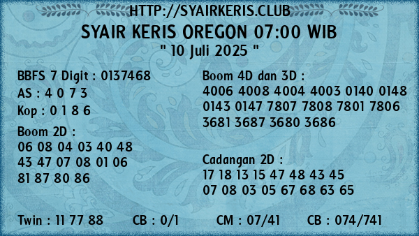 Prediksi Oregon 07:00 WIB