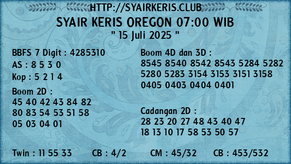 Prediksi Oregon 07:00 WIB