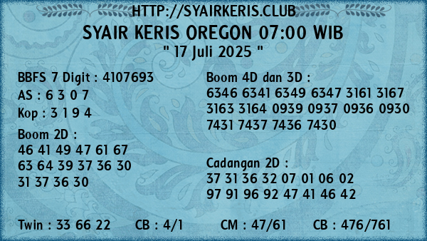 Prediksi Oregon 07:00 WIB