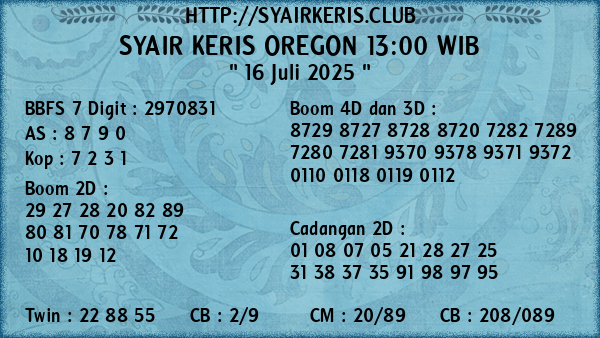 Prediksi Oregon 13:00 WIB
