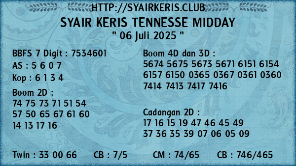 Prediksi Tennesse Midday