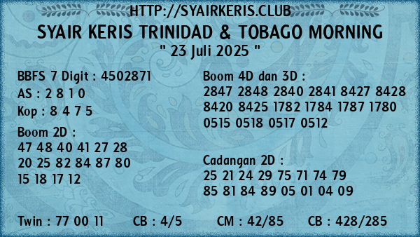Prediksi Trinidad & Tobago Morning