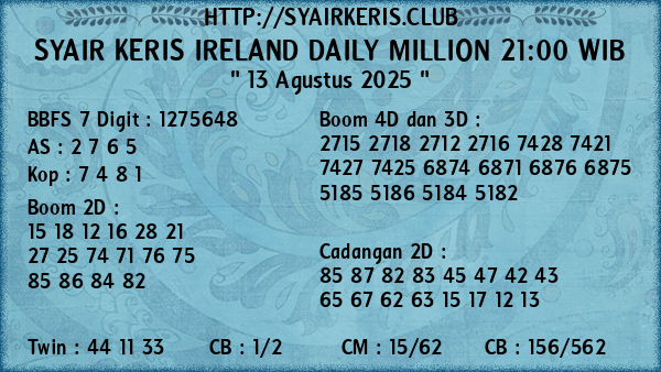 Prediksi Ireland Daily Million 21:00 WIB