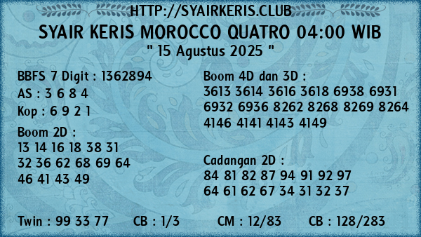 Prediksi Morocco Quatro 04:00 WIB