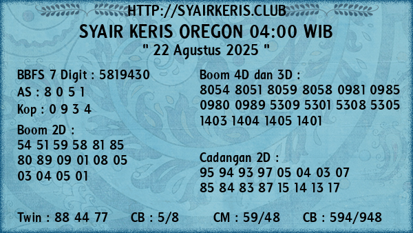 Prediksi Oregon 04:00 WIB