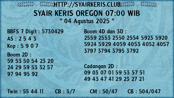 Prediksi Oregon 07:00 WIB