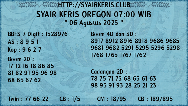 Prediksi Oregon 07:00 WIB