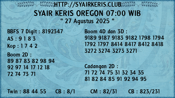 Prediksi Oregon 07:00 WIB