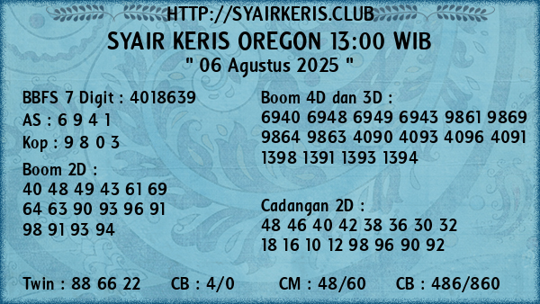 Prediksi Oregon 13:00 WIB